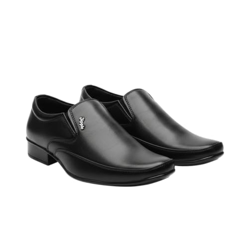 Image of Classic Men's Slip-On Formal Shoes | Synthetic Leather Upper with PU Sole | Lightweight, Cushioned | Stylish & Comfortable Footwear for Daily Use, Casual, Office & Gifts