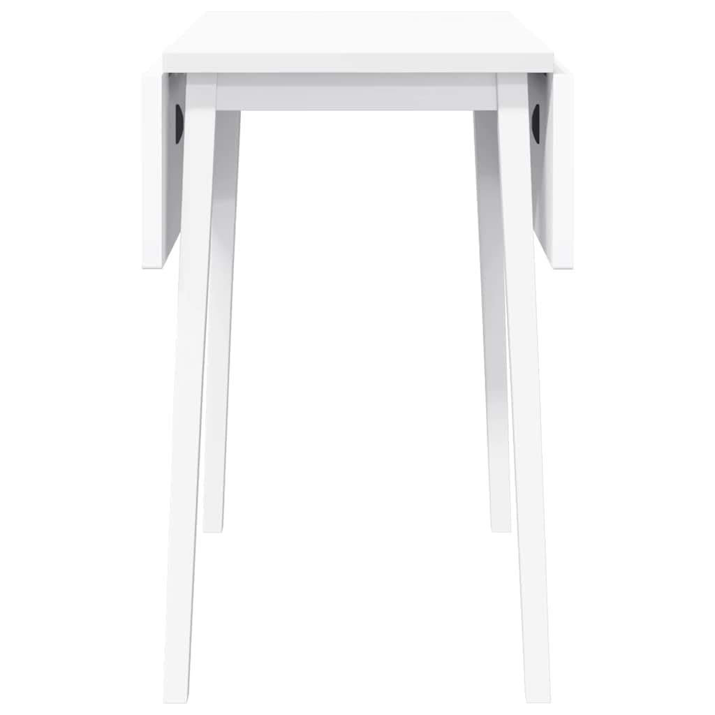 Mesa de Comedor Abatible de Madera Maciza de Hule Blanco - 90/45 x 75 x 75 cm - Apto para Trabajo y Comidas