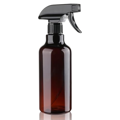 Hethyo Spray Bottles 16.9oz Plastic Spray Bottle for Hair Mist/Stream Heavy Duty Empty Spray Bottles for Cleaning Solutions Plants (16.9oz-Brown)