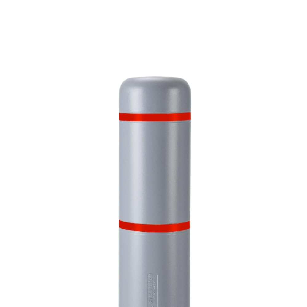 BollardGard 7" x 52" Bollard Cover Gray - Innoplast (Gray Red Tape)