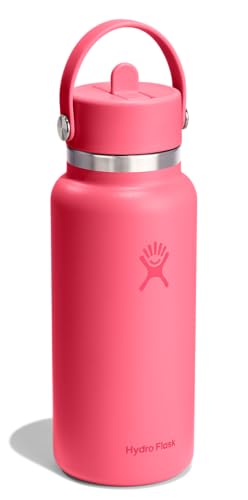 Image of Hydro Flask Water Bottle - Insulated Stainless Steel - Wide Mouth Flex Straw Lid, Non Spill, Leakproof and Refillable in 32 Oz Popstar Pink