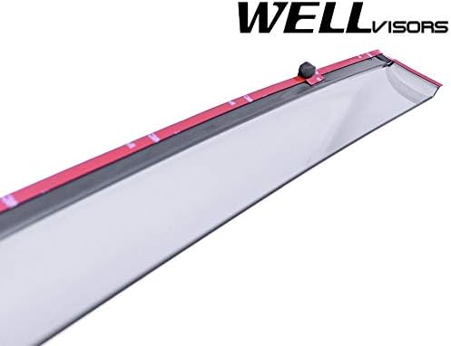 WellVisors Window Visors Wind Deflectors Compatible with Ford 2013-2020 Fusion Sedan with Chrome Trim Rain Guards 3-847FD010