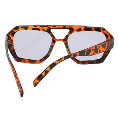 Lunettes de soleil ambre thé dégradé monture polygone originale et branches solides - 5