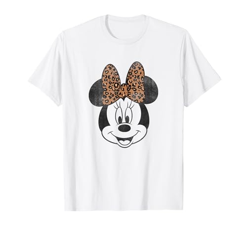 Disney Minnie Mouse Vintage Leopard Print Bow Portrait T-Shirt