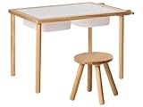 Beliani Conjunto Infantil Montessori con Mesa de Dibujo y Taburete de Madera de Pino habitación Infantil Estilo escandinavo marrón Claro Kempsey