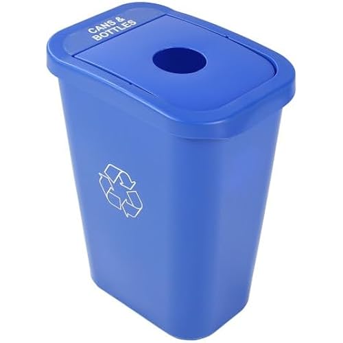 City Box 10 Gallon Cans and Bottles Recycling Bin Container with Lid for Residential, Business, and Commercial Recycling - NYC Compliant - Blue