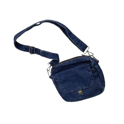 Bolsa tiracolo jeans de ombro ajustável, bolsas jeans de grande capacidade, uso diário (azul escuro)