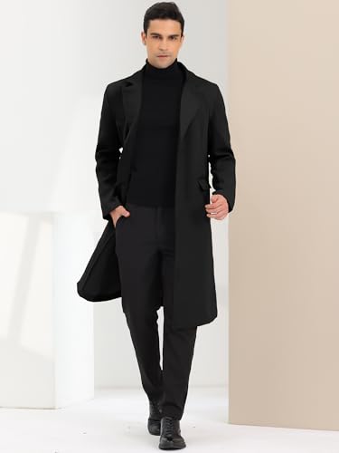 Lars Amadeus Men's Winter Overcoat Single Breasted Notched Lapel Long Trench Coat2