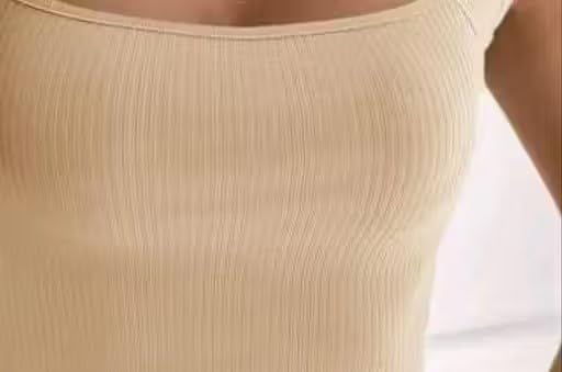 Image of Square Neck Sleeveless Unique Crop Top for Women - Lycra, Solid Design, Comfortable Fit, Stylish Summers