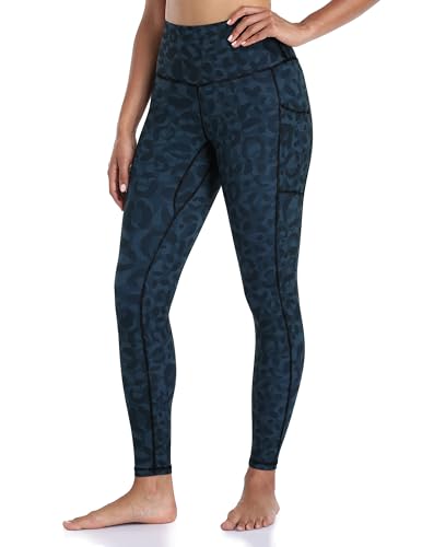 Colofulkoala 7/8 Mallas Deporte Mujer con Bolsillos, Leggins Push Up, Fitness Pantalones para Yoga Gym Running Pilates Leggings, Leopardo Cian, S
