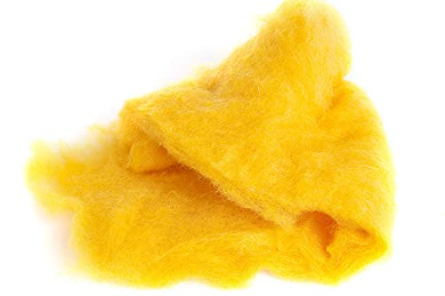 Image of Desert Breeze Distributing Maori Wool Carded Batting, 100% Natural New Zealand Wool Made by DHG in Italy for Needle Felting, 3.5 OZ, 27 Micron, Color Mango Yellow