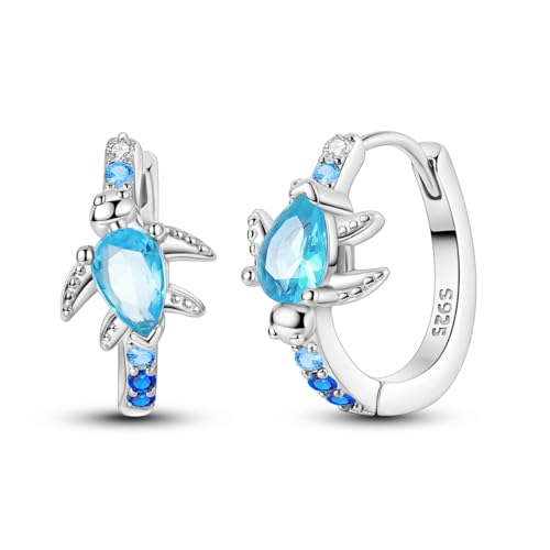 Hapour Small Earrings 925 Sterling Silver Colorful Cubic Zirconia Huggie Turtle Iris Butterfly CZ Hoops for Women Teens