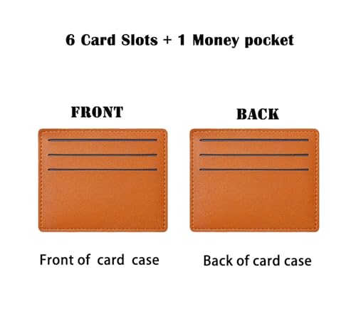 2 Pack RFID Blocking Leather Credit Card Holder，Slim Minimalist Front Pocket RFID Blocking Leather Wallets,Rfid Wallet Women，Minimalist Wallet for Men(6 card slots+1 money pocket)2