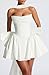 RSOETOO Luxury Satin Bow Homecoming Dresses 2025 for Teens A Line Fuchsia Strapless Cocktail Mini Dress for Women Party US2