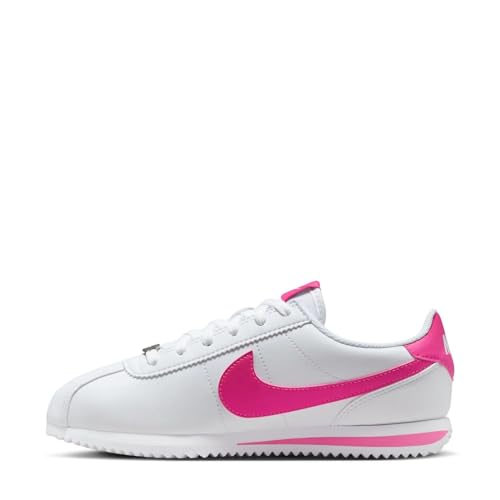 Nike Cortez Big Kids' Shoes (DM0950-104, White/Laser Fuchsia) Size 5.52