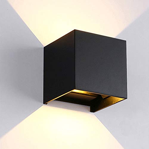 Apliques de Pared Modernos Interior/Exterior Aromu 12W Aluminio Lámpara de pared con Diseño de ángulo de Haz Ajustable Impermeable para Sala de Estar Corredor Cocina Blanco Cálido-Negro