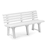 Mojawo Exclusive Gartenbank | 3 Sitzer | Kunststoff | strapazierfähig | 145x49x74 cm | Parkbank Bank Balkonbank Gartenmöbel | Weiss