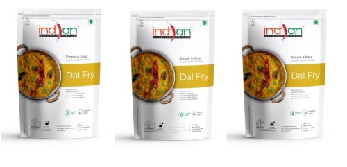 Image of Indian Kitchen Foods Freeze Dried Glutn-Free Ready to Eat Jain Dal Fry | Instant Vegetarian /Vegan Meal - Each Rehydrated Wt. 270 gm (Pack of 3)