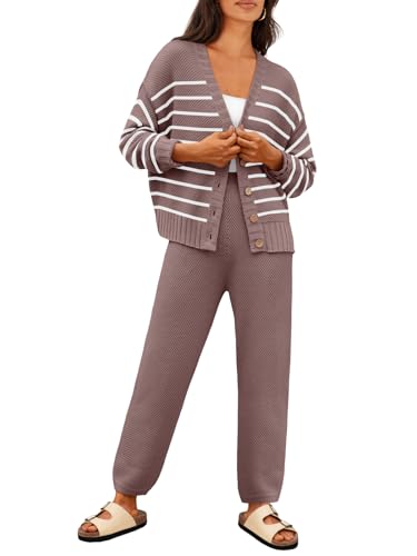 Image of LILLUSORY Womens Cardigan Pants Sets 2 Piece Slouchy Sweater Loungewear