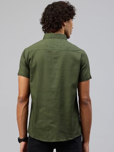 Image of Majestic Man Men Slim Fit Pure Cotton Solid Half Sleeve Casual Shirt