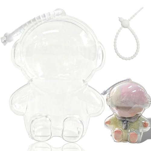 Protective Display Case for DIMOO Journal of New Life Series Vinyl Plush Clear Acrylic Dustproof Cover with Reinforced Silicone Straps 360° Visibility Collector Showcase & Display Stand Accessory