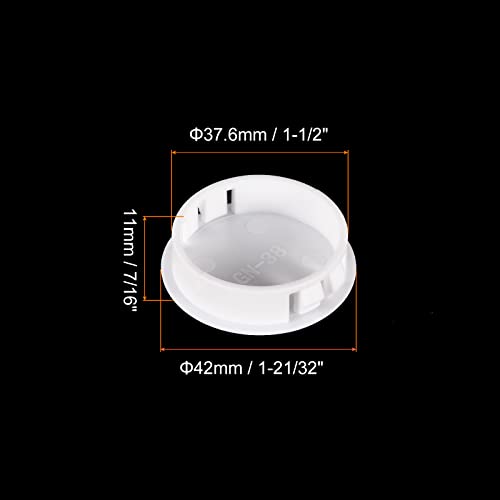 Image of uxcell 1-1 /2 inch Plastic Hole Plugs, 26Pcs Flush Type Panel Round Snap in Fastener Knockout Locking Plugs for Furniture Insert End Caps Panels, White