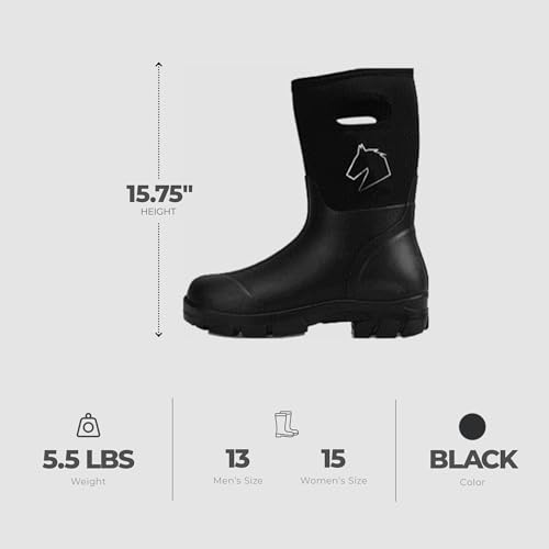 Master Rancher Work or Farm Boots Unisex Men's 13 Women's 15 Resistant To Water Heavy Duty Molded Rubber Sole for Rugged Terrain, Black3