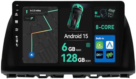 [8-Core, 6G+128G] - Android 15 Car Stereo For Mazda CX-5 (2013-2016) Sat Nav - Wireless CarPlay/Android Auto - LED Camera & MIC - IPS 10.1 Inch 2 Din - DSP Steering Wheel DAB Fast-boot 360-CAM