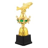 DOITOOL Schwarzer Angel Trophäenpreis aus Kunststoff in Fischform Fein Poliert und Sicher zu Handhaben für Angelwettbewerbe und Auszeichnungen