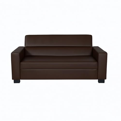 Image of FURNY Silva 5 Seater Leatherette 3+1+1 Sofa Set (Brown) | Premium Finish Durable | Comfortable Ideal for Living Room