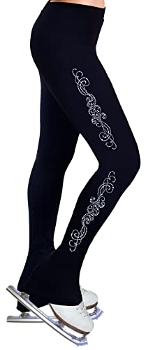 NY2 SPORTSWEAR Figure Skating Practice Pants with Rhinestones R297 - Child Sizes- (Child Extra Small) Black