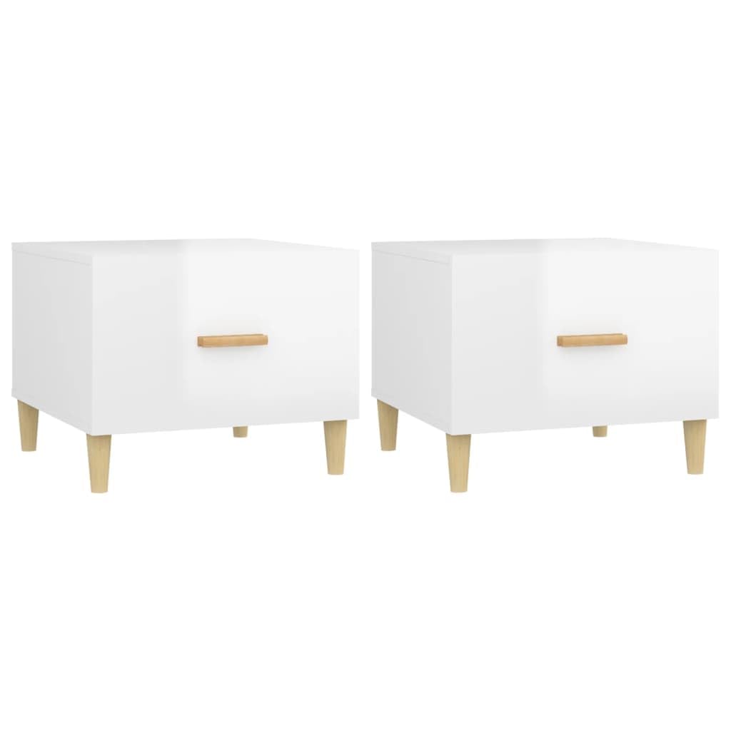 Table dappoint Salon,Table Basse Ovale,gueridon,Tables Basses 2 pcs Blanc Brillant 50x50x40cm Bois d'ingénierieGeeignet für Wohnzimmer, Schlafzimmer, Kino