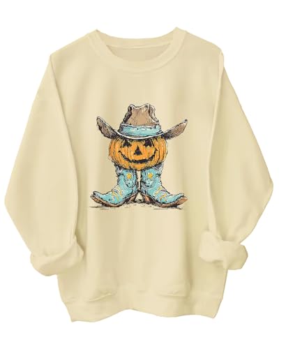 Western Pumpkin Boots Sweatshirt Cowboy Pumpkin Face Halloween Hoodie