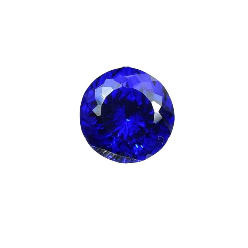 Gemme tanzanite naturelle 14mm ronde facettée pour fabriquer pendentif et bague DIY