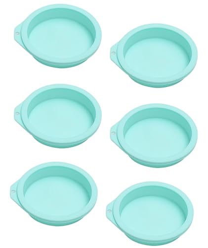 6Piece Fried Egg Mould,Cake Mould for Baking,Round Silicone Cake Pan Set,Non-Stick Baking Mold for Layer Cakes,Desserts,Easy to Clean and Reusable