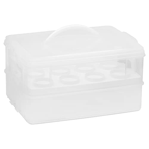 Image of Snapware (2-Layer, 24 Cupcakes Plastic Detachable Cupcake Carrier Storage Container With Lid and Handle, Freezer Dishwasher Microwave Safe (Pack of 3)