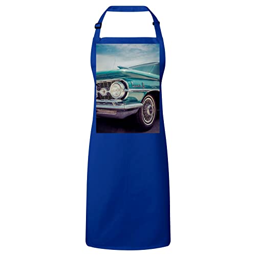 Tablier cuisine voiture américaine verte 1950 cadeau vintage bleu