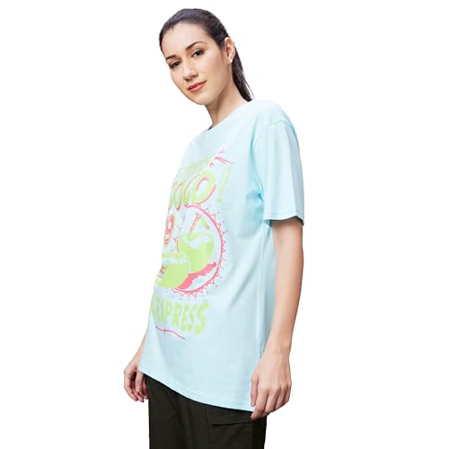 Image of Globus Women Pink Boxy Fit Typography Cotton T-Shirt-3639407001