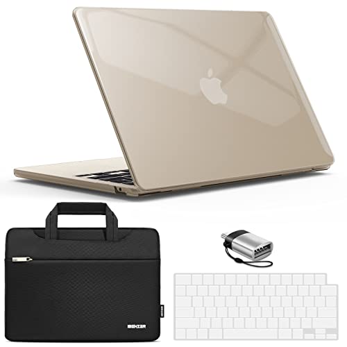 IBENZER Compatible with M2 2023 2022 MacBook Air 13 inch case, Model A2681, Hard Shell Case & Sleeve & Keyboard Cover & Type C for New M2 Mac Air 13.6 in with Touch ID, Crystal Clear, MAT13-KK-CYCL+3