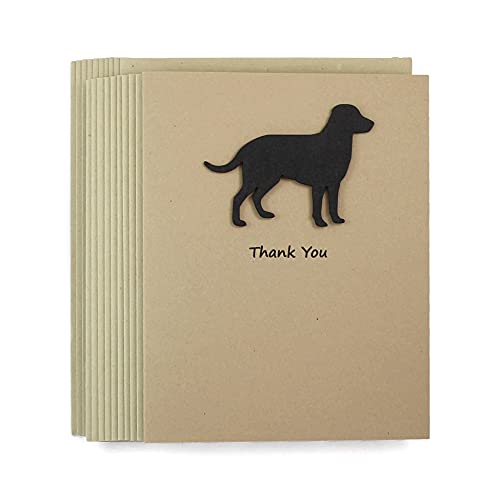 Black Labrador Retriever Thank You Cards Pack of 10 | Handmade Lab Notecards | Dog Greeting Cards with Envelopes