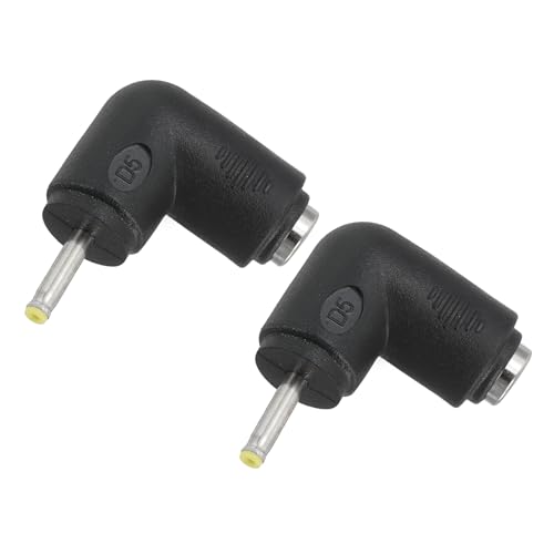Adaptador Conector de Poder DC, 2 Piezas Ángulo 90° 5.5x2.1mm Hembra a 2.5x0.7mm Macho miniatura 1