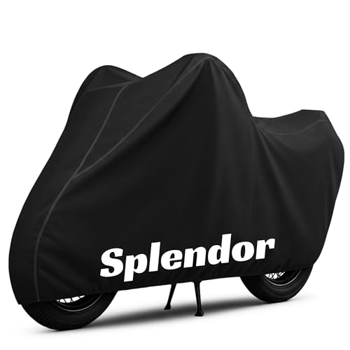 Image of Gutupet Premium Waterproof Bike Cover for Motorcycles & Scooters - Heavy Duty All Weather Protection, UV Resistant, Dustproof, Windproof, Scratch Resistant Universal Fit (Splendor Black)