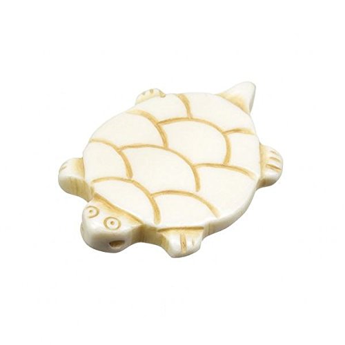 Intagliato a forma di tartaruga Natural Bone Bead charm pendente 42 mm PK1