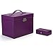 Kendal Leather Jewelry Box for Women- Elegant Velvet Purple Jewelery Storage Jewellery Organizer with Travel Case and Lock for Necklace Earrings Rings,Anniversary Birthday Gifts for Women Girls