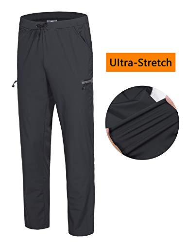 Little Donkey Andy Men's Ultra-Stretch Lightweight Quick Dry Athletic Pants Drawstring Travel Exercise Running Jogging Black XXL