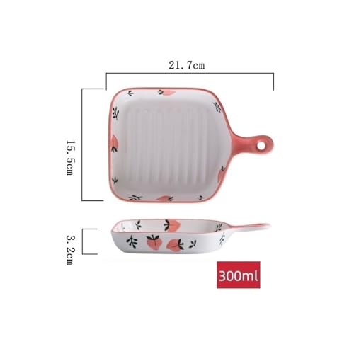 Plaque de cuisson rectangulaire céramique peinte à la main 300ml pour four