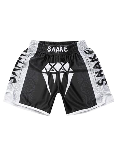 TiaoBug Kids Boys Muay Thai Shorts Boxing Kickboxing MMA Training Trunk Satin Fight BJJ Grappling Shorts Bottom