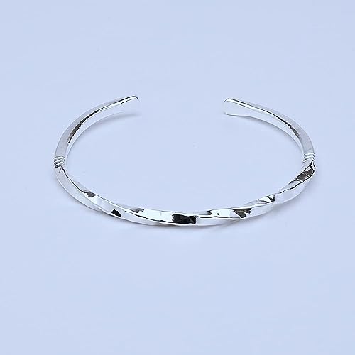 Women's Silver Bangle Bracelet | Classic Twisted Hammered 925 Sterling Silver Bracelet for Women3