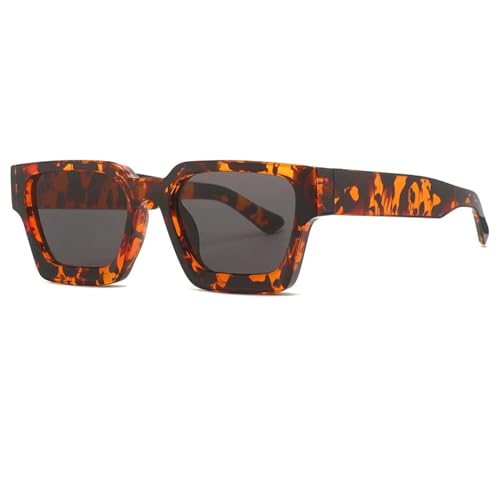 Lunettes de soleil vintage à motif léopard monture punk haute protection