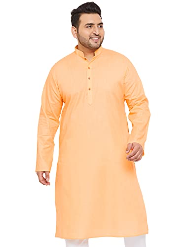 Image of VASTRAMAY Men Plus Size Linen Cotton Kurta | Mandarin Collar Full Sleeve Solid Kurta | Comfortable Ethnic Wear for Festive & Casual Occasions | Festive Ethnic Outfit For Rakhi